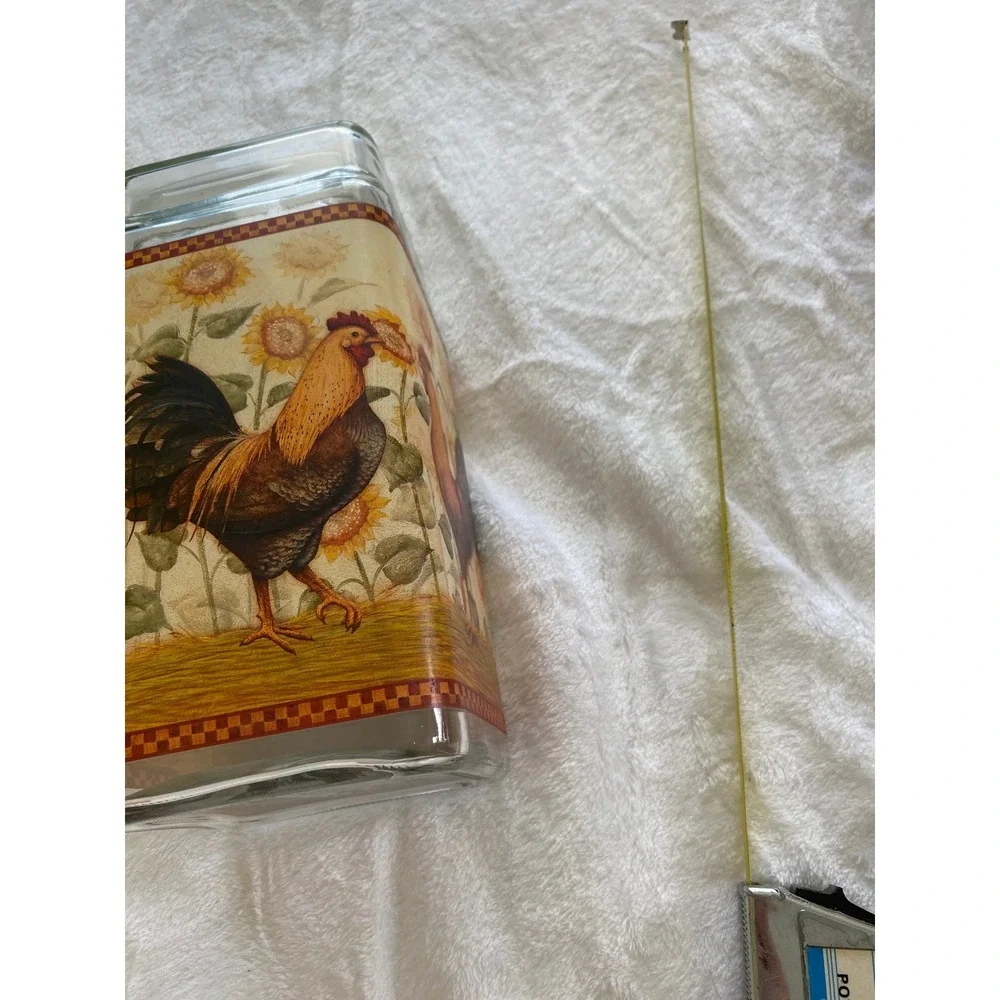 Vintage Rooster Glass Canister Set Unisex OS Multicolor Farmhouse Kitchen Decor